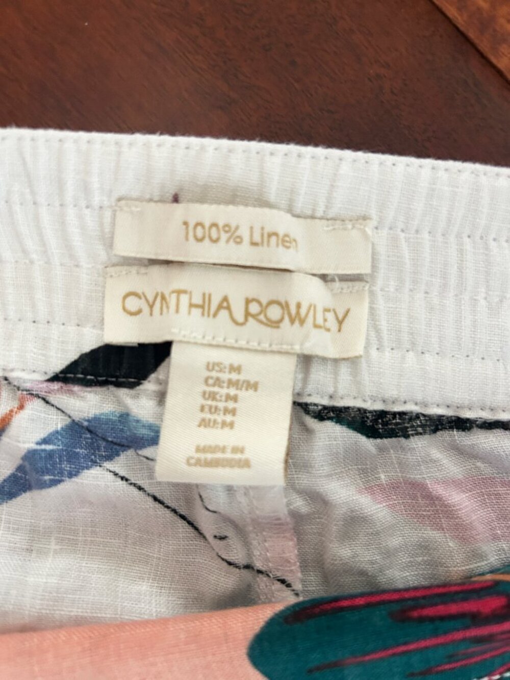 Cynthia Rowley Tropical Leaf Linen Wide Leg Crop Pants Vacation Breezy Size M - Picture 6 of 7